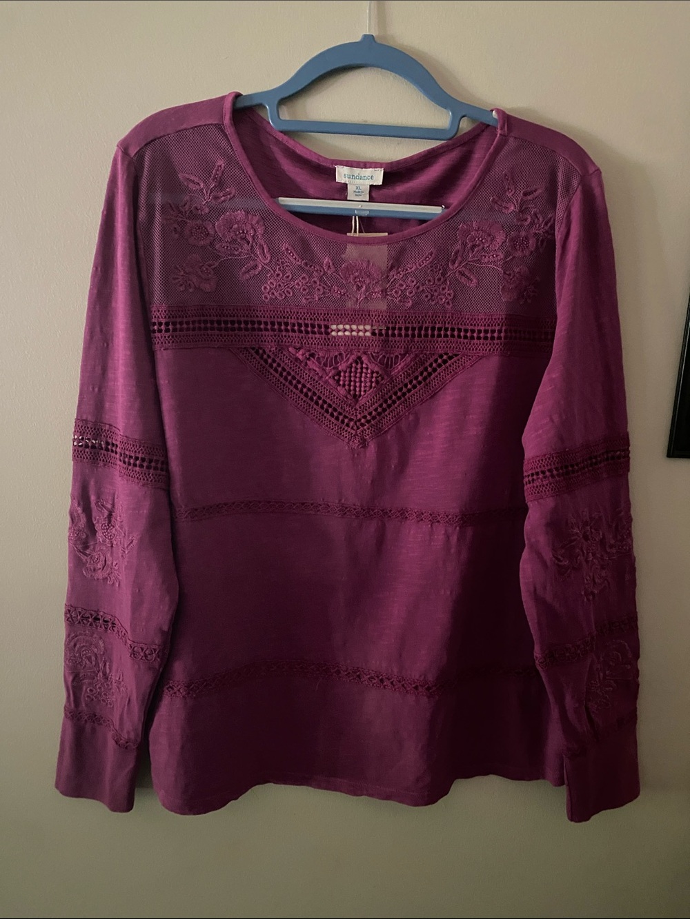 Sundance Embroidered Long-Sleeve Tee - Plum 🆕